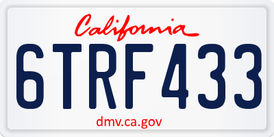 CA license plate 6TRF433