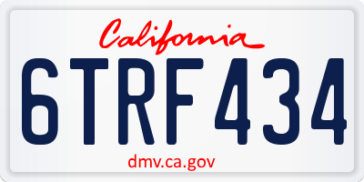 CA license plate 6TRF434