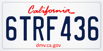 CA license plate 6TRF436