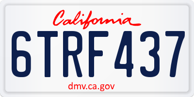 CA license plate 6TRF437
