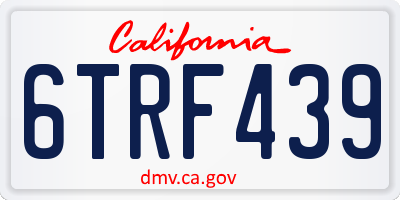 CA license plate 6TRF439