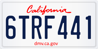 CA license plate 6TRF441