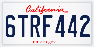 CA license plate 6TRF442