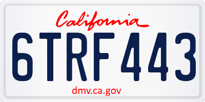 CA license plate 6TRF443
