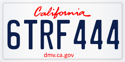 CA license plate 6TRF444