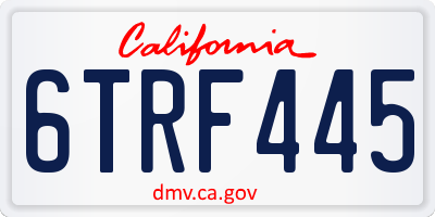 CA license plate 6TRF445