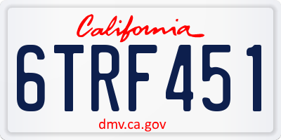 CA license plate 6TRF451