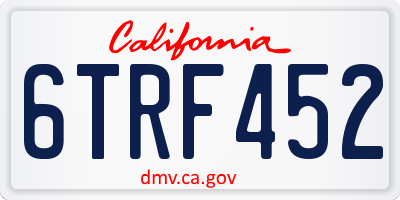 CA license plate 6TRF452