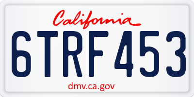 CA license plate 6TRF453