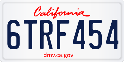 CA license plate 6TRF454