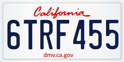 CA license plate 6TRF455