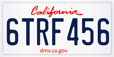 CA license plate 6TRF456