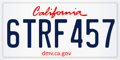 CA license plate 6TRF457