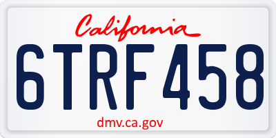 CA license plate 6TRF458