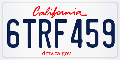 CA license plate 6TRF459