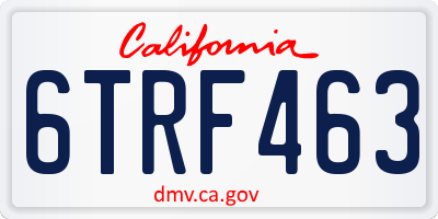CA license plate 6TRF463