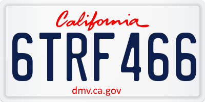 CA license plate 6TRF466
