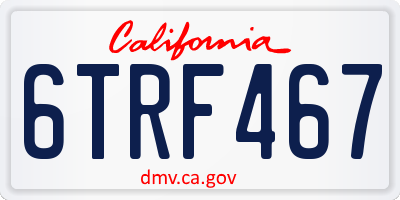 CA license plate 6TRF467