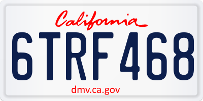 CA license plate 6TRF468