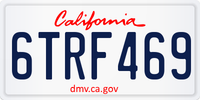 CA license plate 6TRF469