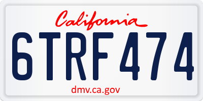 CA license plate 6TRF474