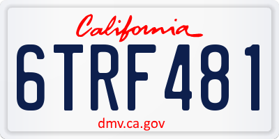 CA license plate 6TRF481