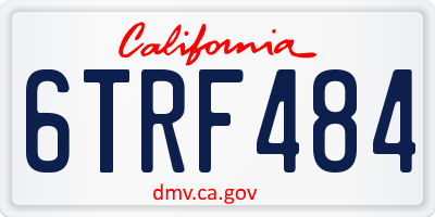 CA license plate 6TRF484