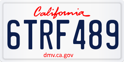 CA license plate 6TRF489