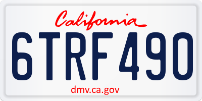 CA license plate 6TRF490