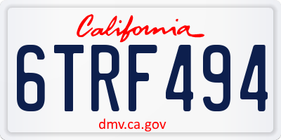 CA license plate 6TRF494