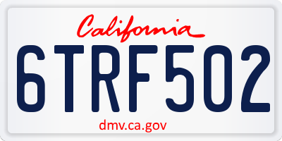 CA license plate 6TRF502