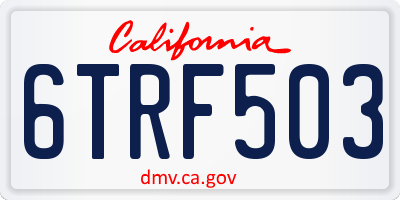 CA license plate 6TRF503
