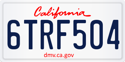CA license plate 6TRF504