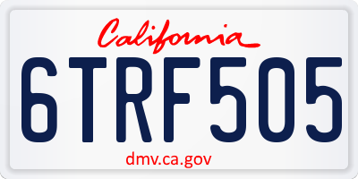 CA license plate 6TRF505