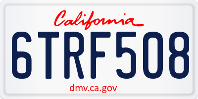 CA license plate 6TRF508
