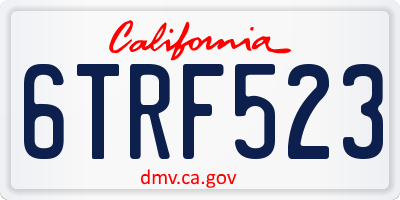 CA license plate 6TRF523