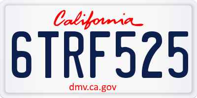 CA license plate 6TRF525