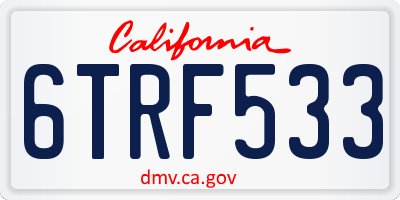 CA license plate 6TRF533