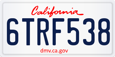 CA license plate 6TRF538