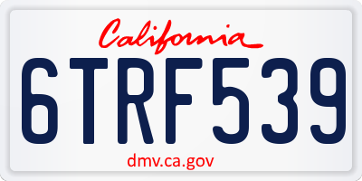 CA license plate 6TRF539