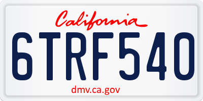 CA license plate 6TRF540