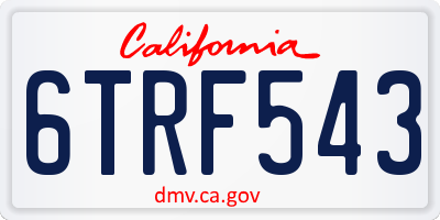 CA license plate 6TRF543