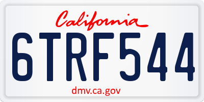 CA license plate 6TRF544