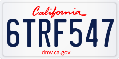 CA license plate 6TRF547