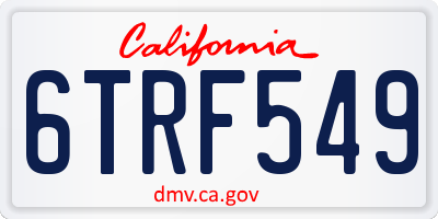 CA license plate 6TRF549