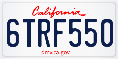 CA license plate 6TRF550