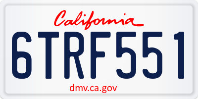 CA license plate 6TRF551