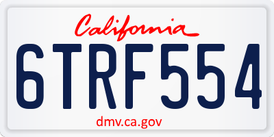 CA license plate 6TRF554