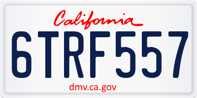 CA license plate 6TRF557