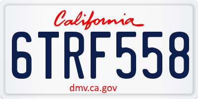 CA license plate 6TRF558